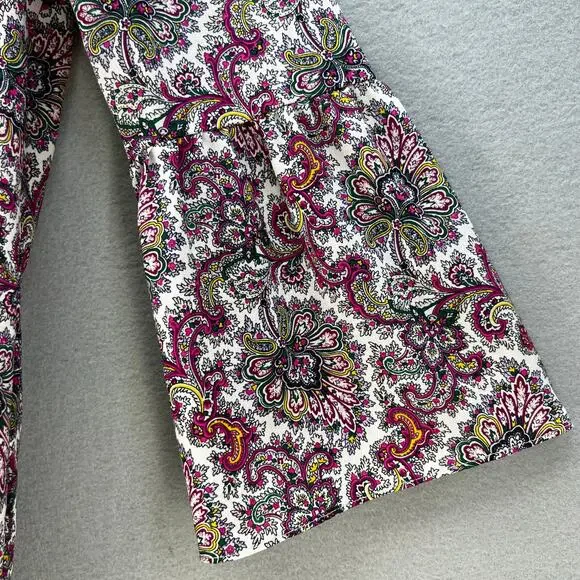 J. Crew Top Women's XS Multi Color Paisley Print Long Sleeve Business Casual - Picture 3 of 9